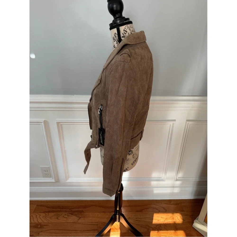 NEW BLANKNYC Denim Sueded Moto Jacket - French Taupe - Small